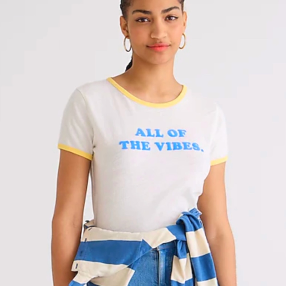 J. Crew Cropped Graphic Ringer Tee
